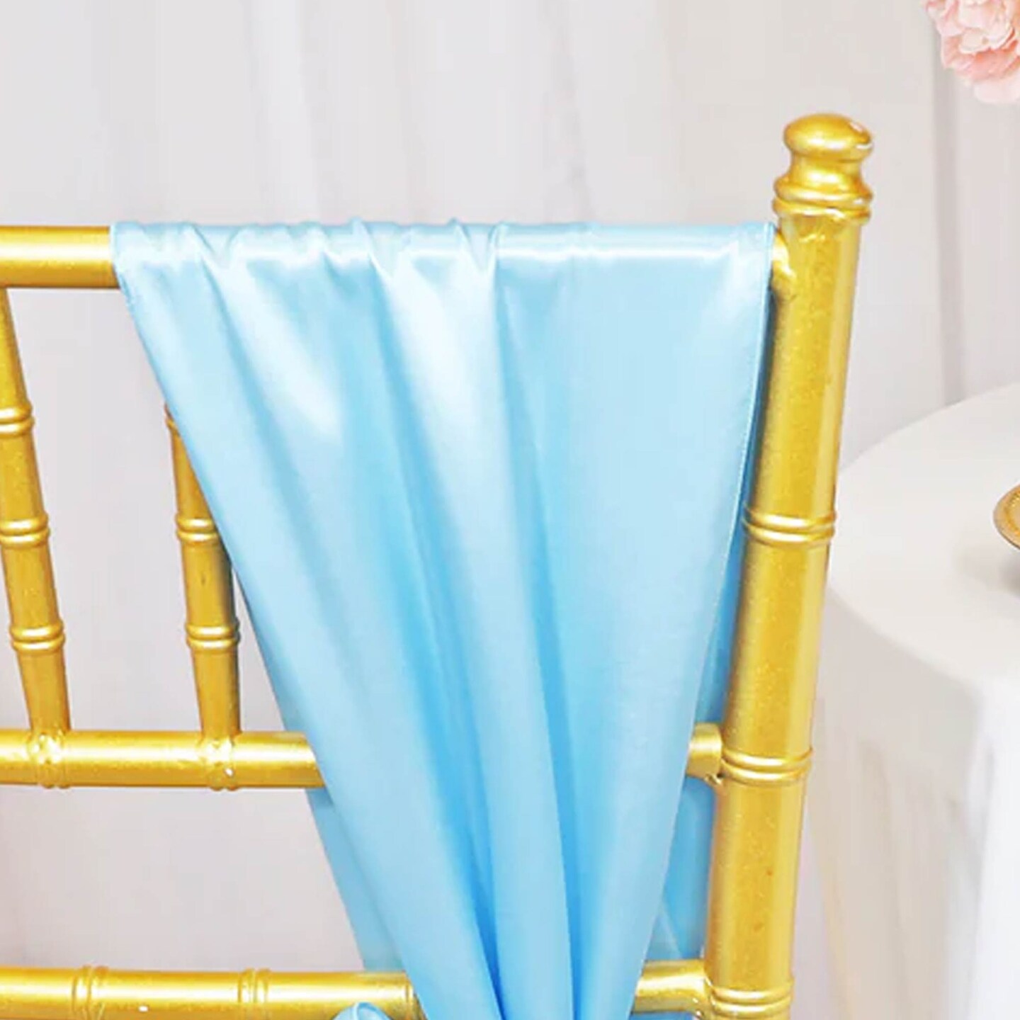 10 Pieces Baby Blue Satin Chair Sashes Soft 8&#x22;x108&#x22; Event Decor