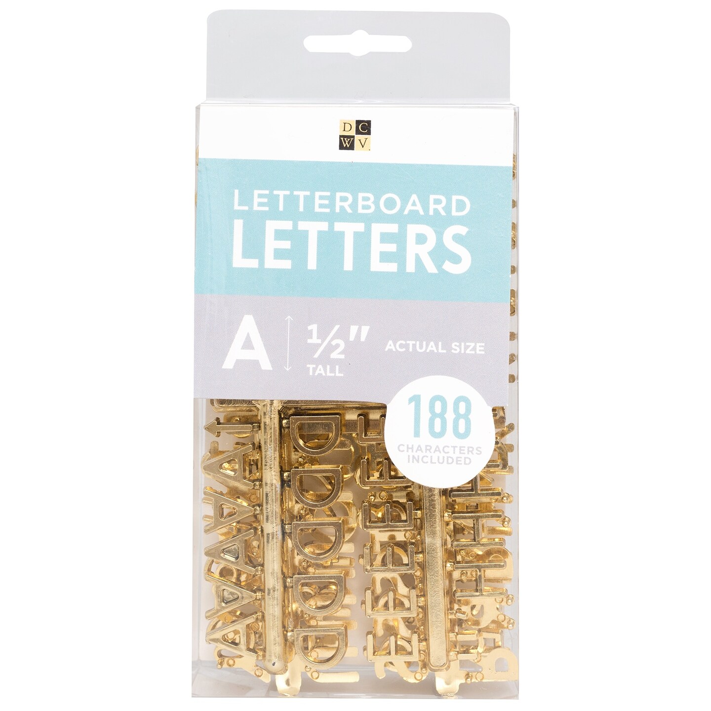 DCWV Letterboard Letters & Characters 1/2" 188/Pkg-Gold