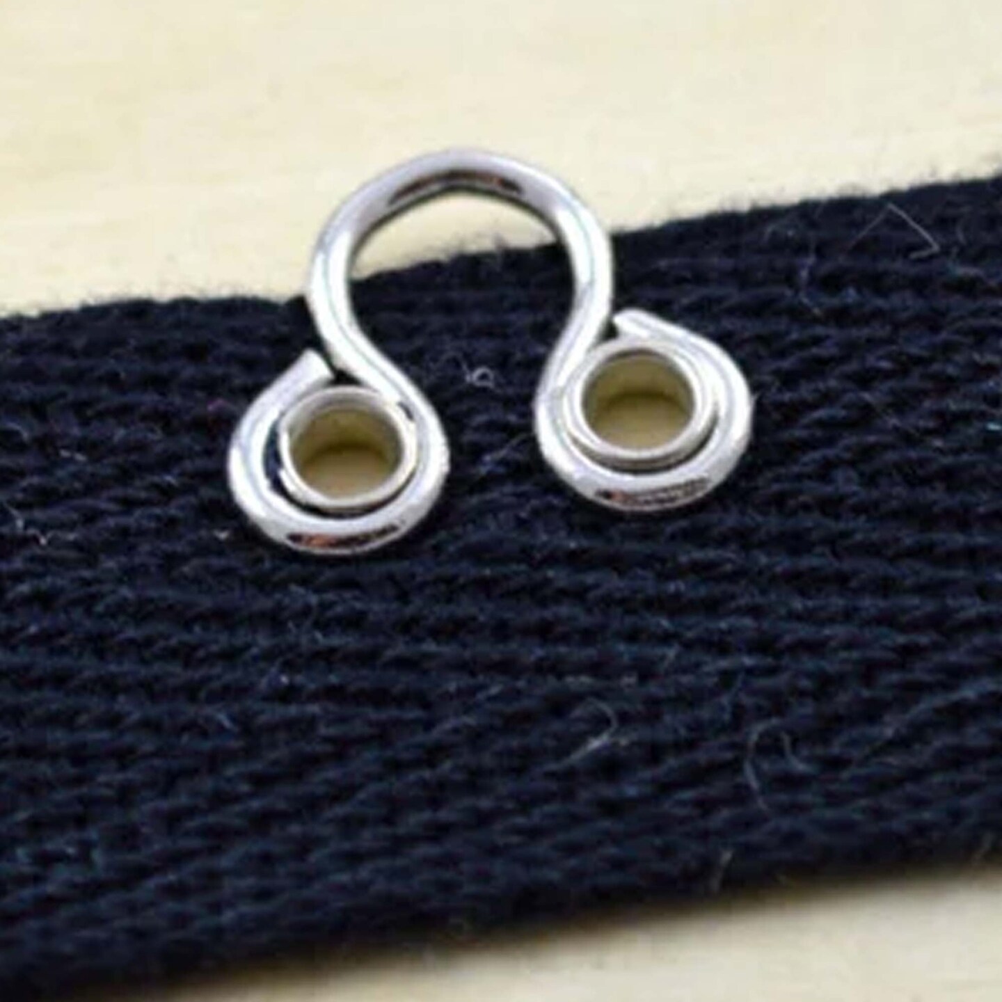 Black and Silver Heavy Duty Hook and Eye Tape 7/8&#x22; Cotton Twill Trim with Metal Closures