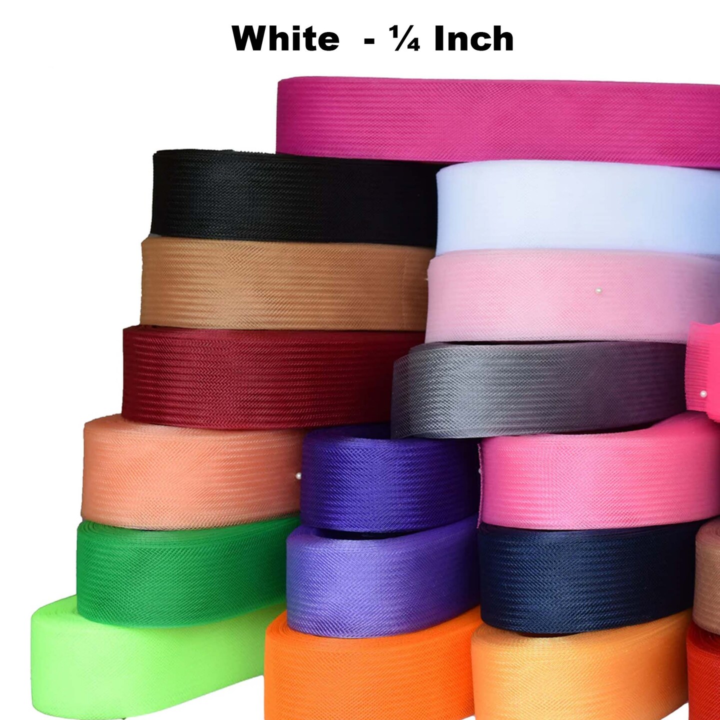 3 Yards White Stiff Crinoline Horsehair Braid for Sewing, Wedding Dresses, and Gowns ¼ Inch