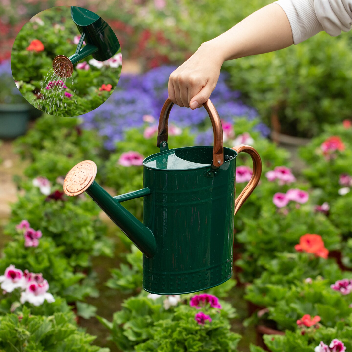 Gardenised 1 Gallon Galvanized Metal Watering Can with Removable Long Spout & Sprinkler Head for Indoor & Outdoor Use Ideal for Garden Flowers Potted Plants Houseplants Modern Home Accessories