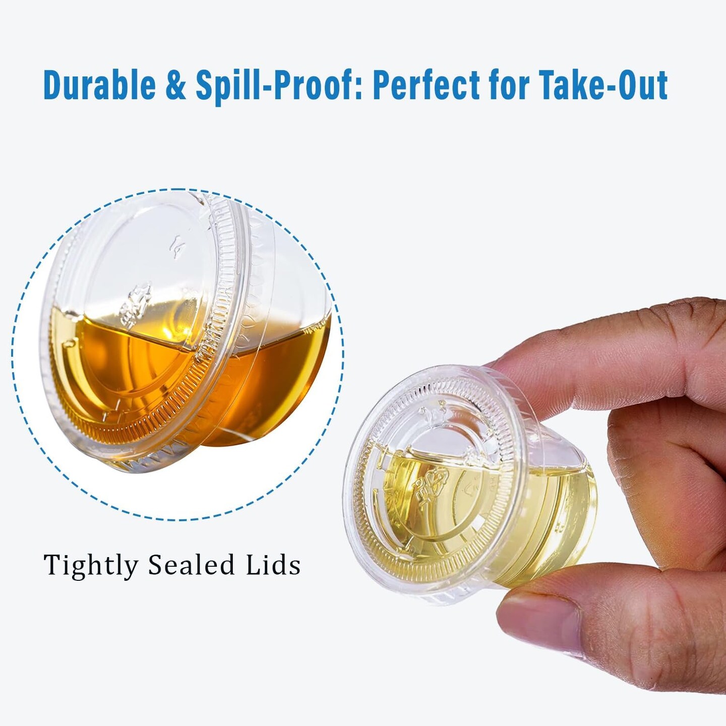 1,000 sets - 1oz - Disposable Plastic Souffle/Portion Cups with Lids Bulk Perfect for Shot Glasses, Condiments, Toppings, Dressings, Samplin