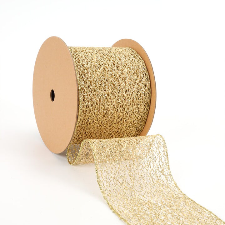 LaRibbons 4" - 2 1/2" Mesh Wired Ribbon | 10 Yard Roll