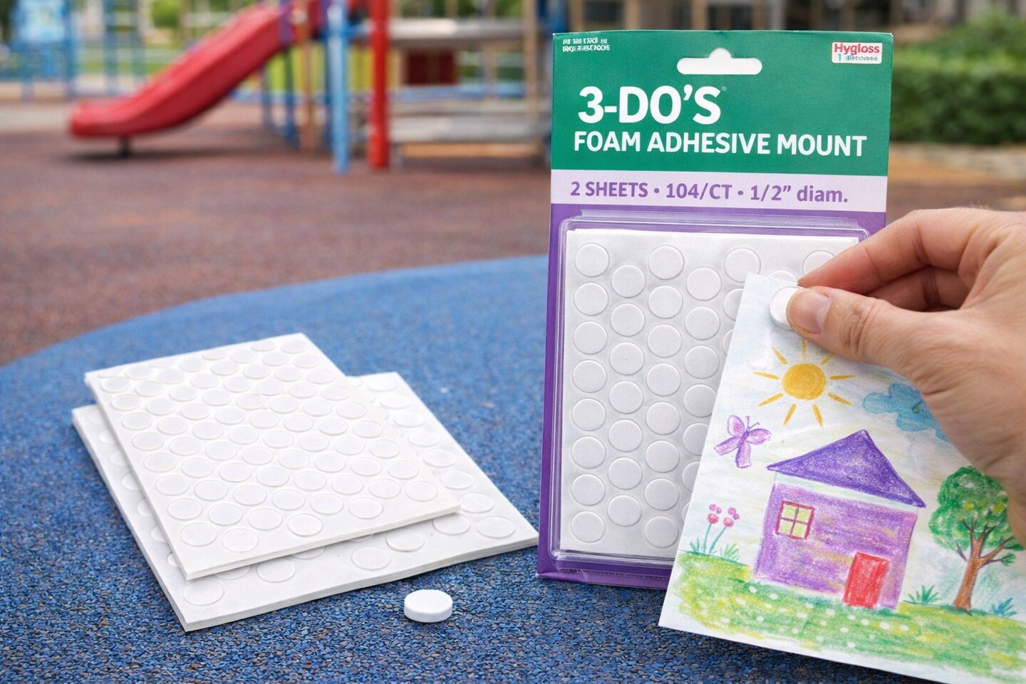 3-DO'S Foam Adhesive Mount Dots 1/2" Diameter – 104 Count Double-Sided Foam Sticky Dots for Crafts, Scrapbooking & Classroom Projects