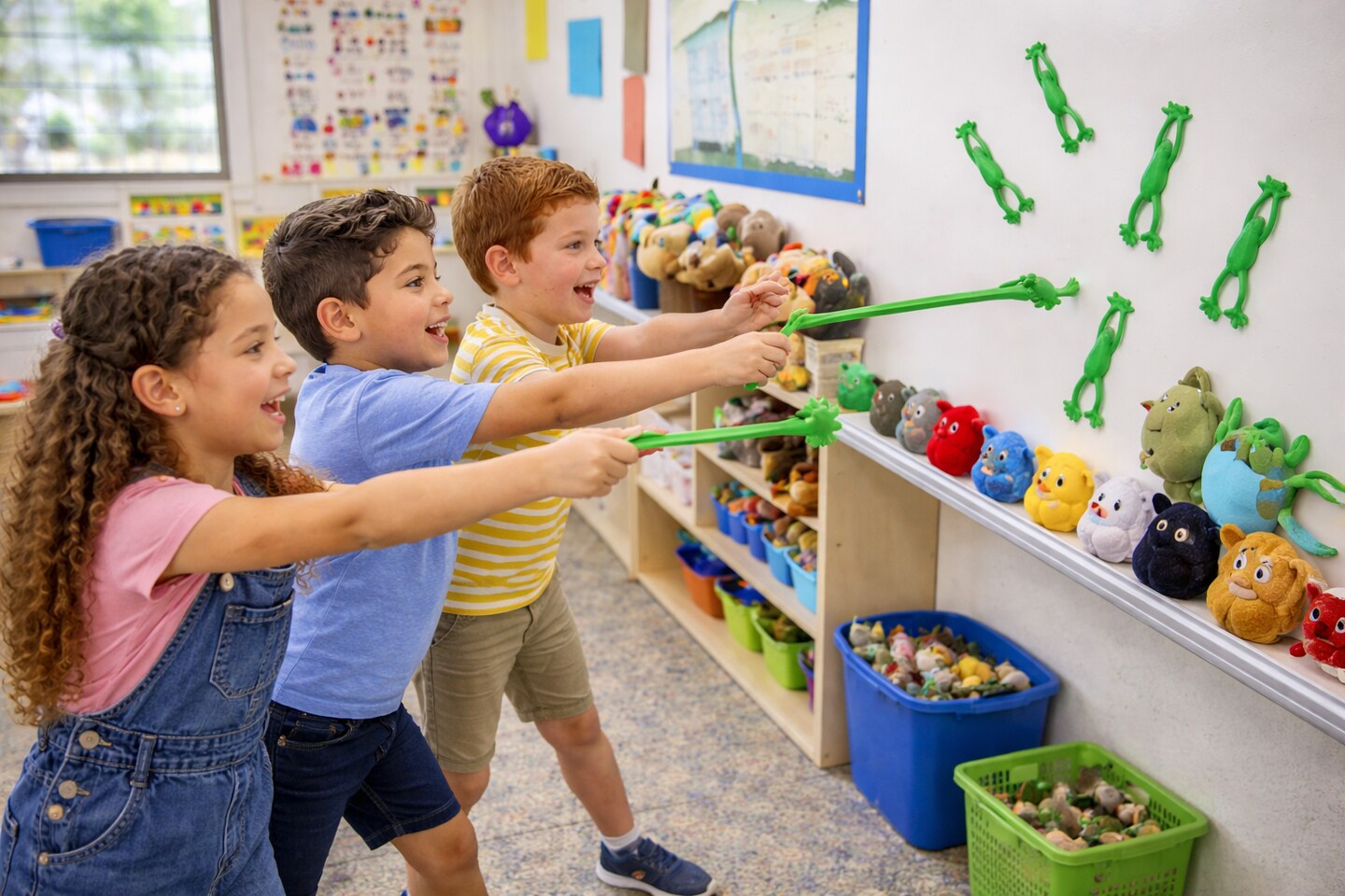 Stretchy Flying Frogs 12-Pack – Green Sticky Wall Frog Toys for Kids Party Favors & Classroom Rewards