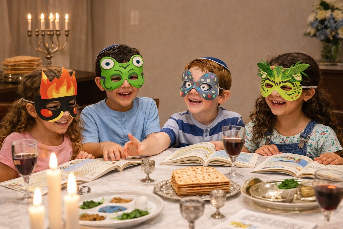Pesach 10 Plagues Masks – Passover Ten Makkot Costume Masks for Kids Classroom & Seder Activities