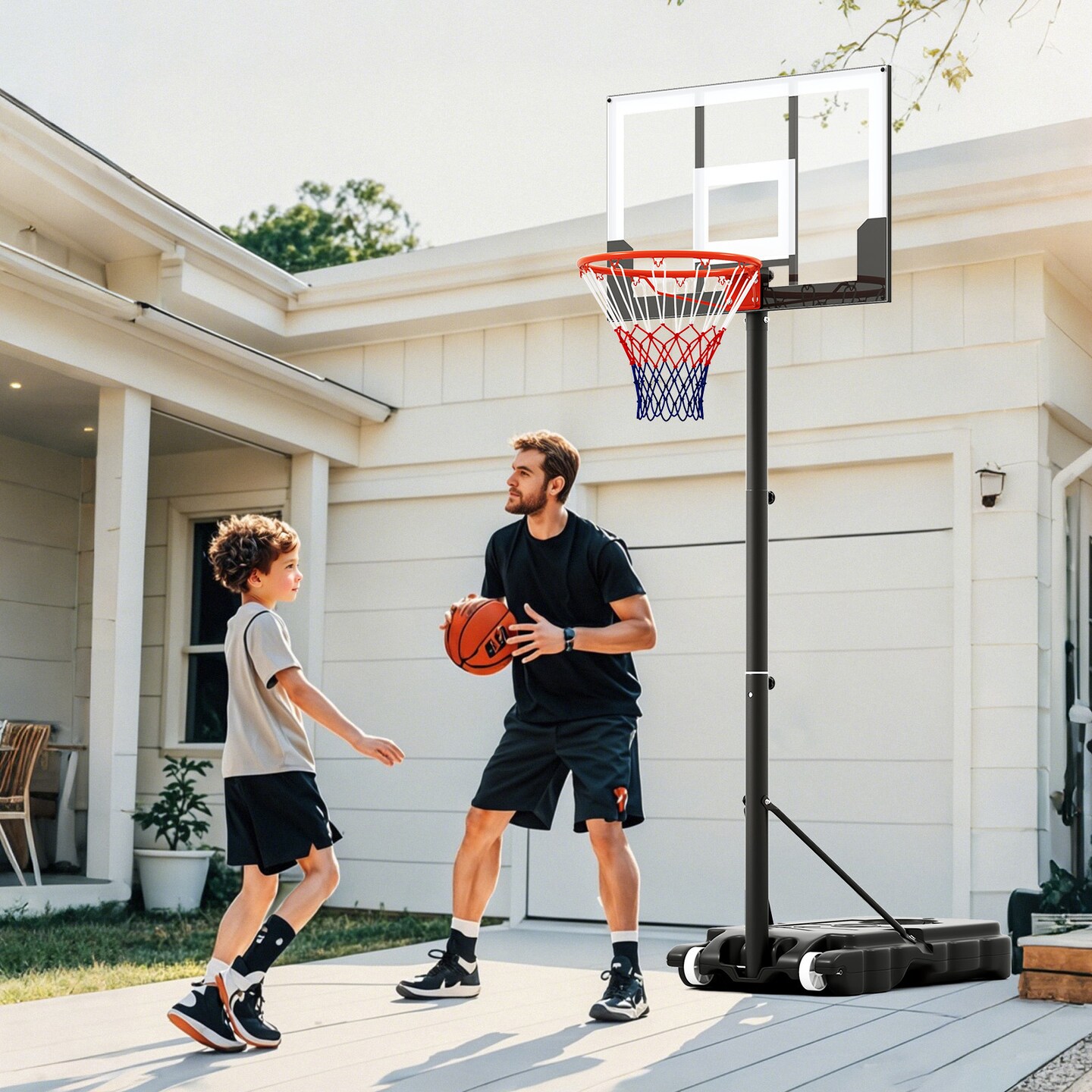 Adjustable Kids Basketball Goal Portable Outdoor Hoop 3.3 to 7 Feet