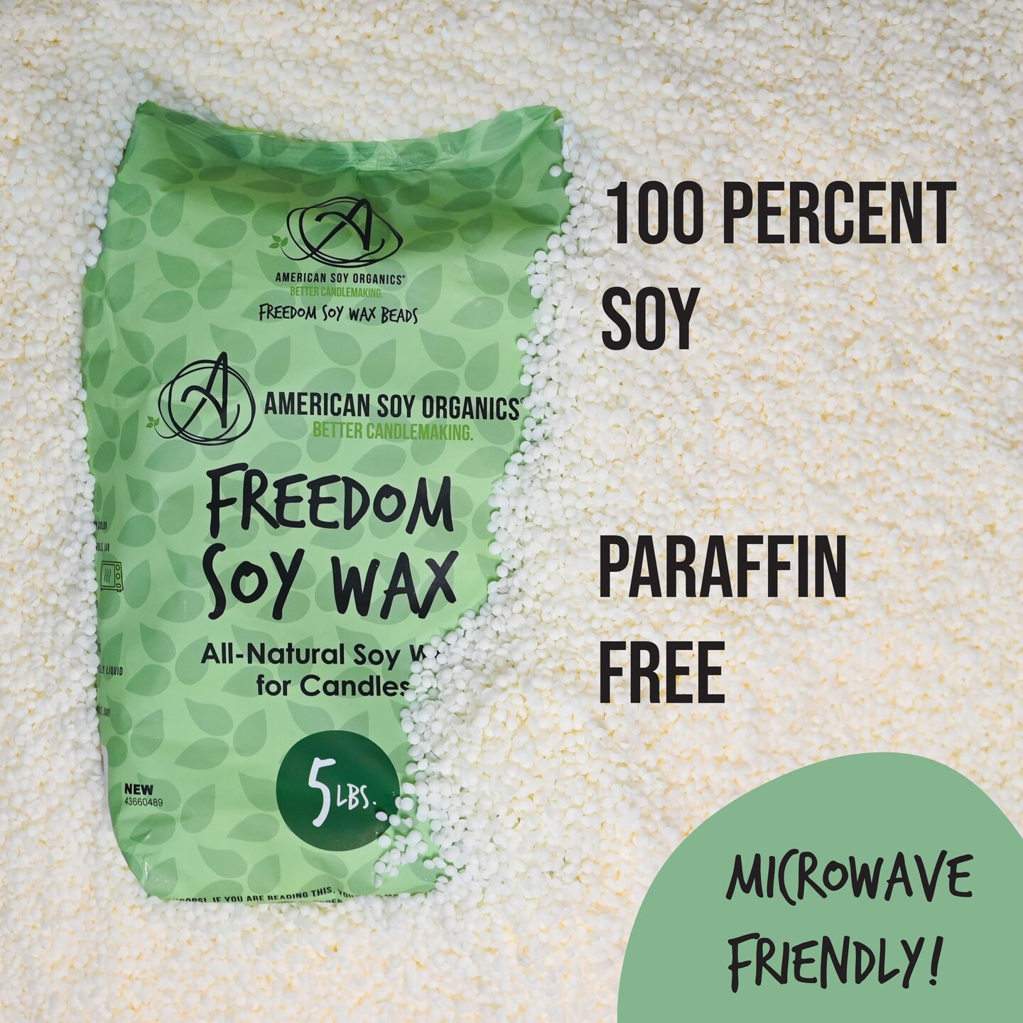 Freedom Soy Wax Beads for Candle Making - Natural Candle Making Supplies - Paraffin-Free, Beeswax-Free Candle Wax for Container Candles, Tealights and Wax Melts, 10 lbs