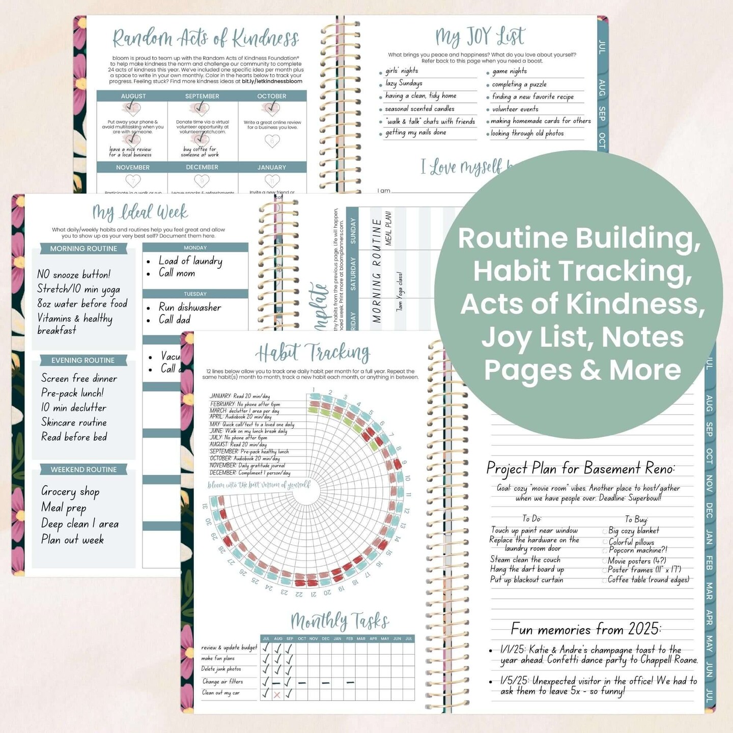 bloom daily planners 2025-26 Academic Planner, Soft Cover, 5.5&#x22; x 8.25&#x22;, Blooming Wildly