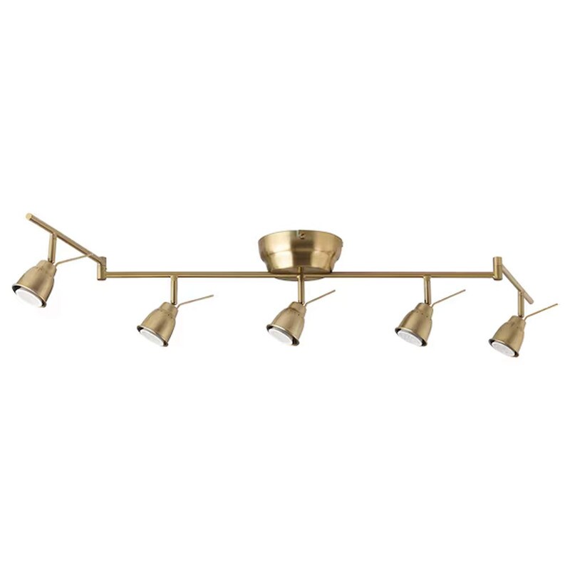 Brass Ceiling Track with 5 Adjustable Spots