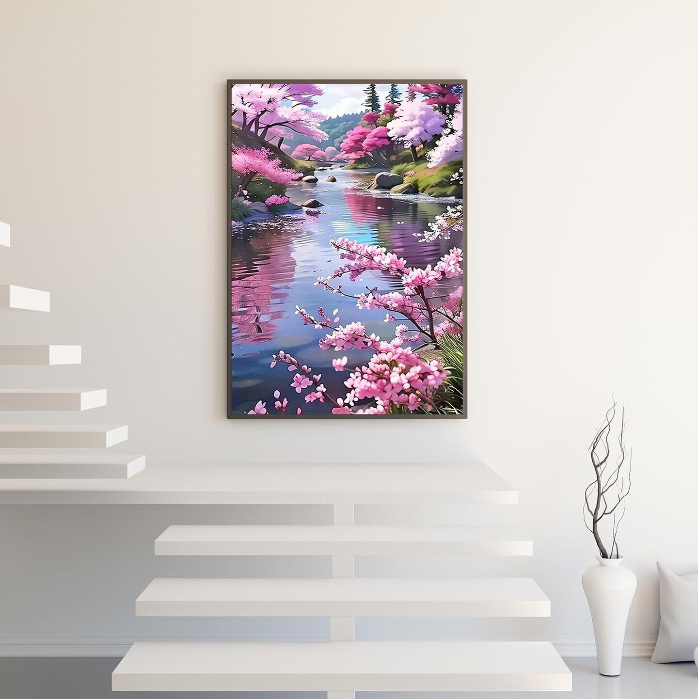 5D Diamond Painting Kits for Adults Beginners,Flower Lake Diamond Art Kit,DIY Full Round Drill Diamond Dot Gem Art Kits for Adults,Home Wall Decor 11.8x15.7 Inch