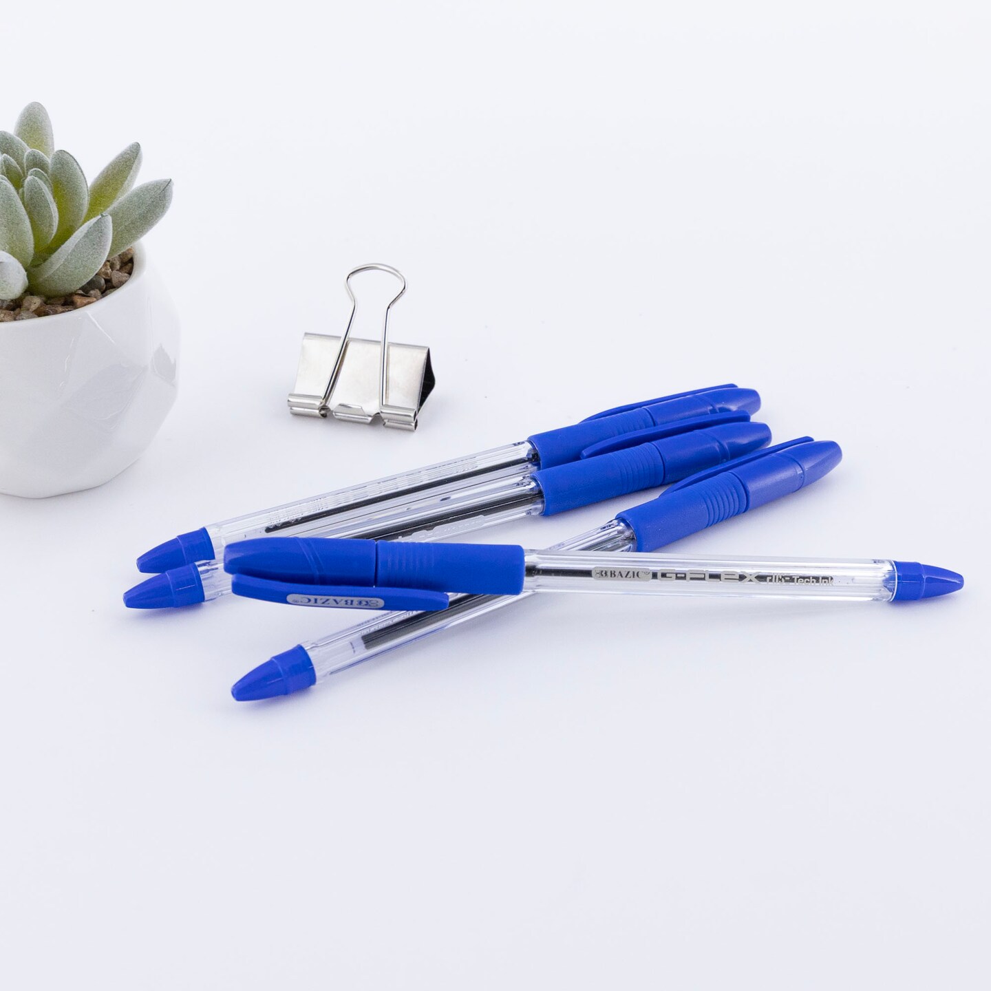 BAZIC G-Flex Blue Oil-Gel Ink Pen w/ Cushion Grip (4/Pack)