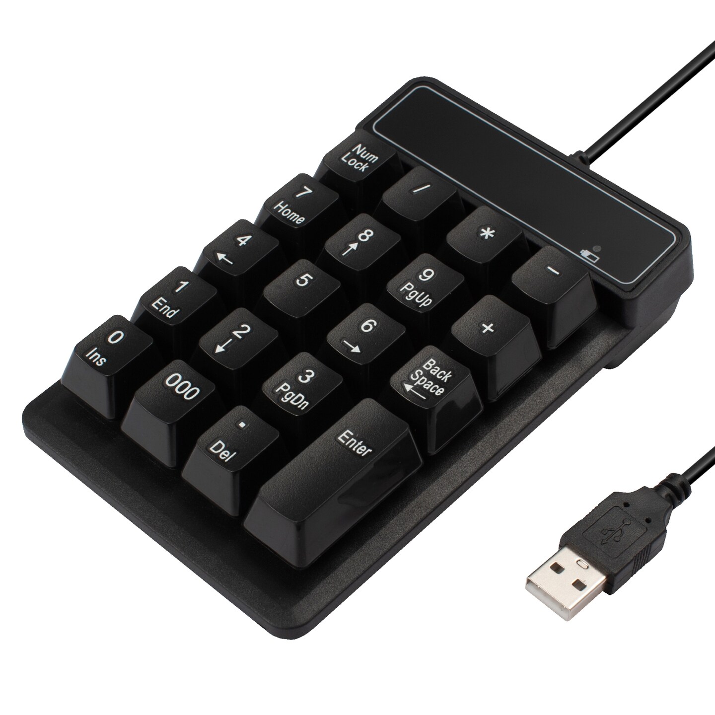 Insten USB Numeric Keypad, Portable Mini Wired Numpad, 19 Keys Accounting Number Keyboard Extension, For Laptop Desktop Computer PC, Black
