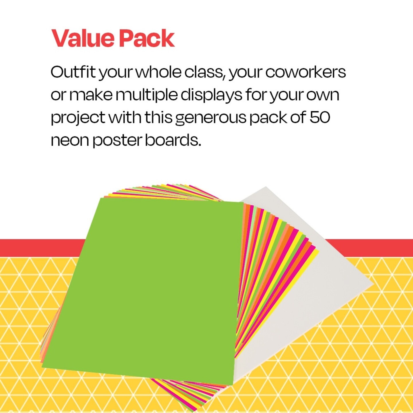 School Smart Poster Board, 11 x 14 Inches, White/Assorted Neon Colors, Pack of 50