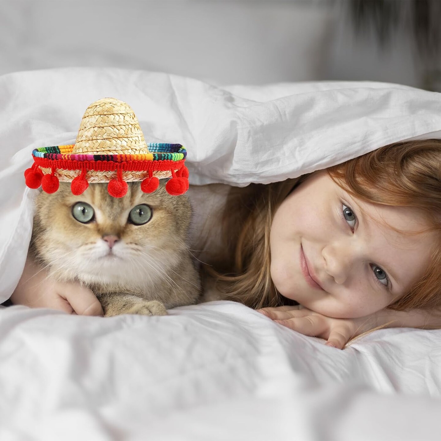 Sombrero Cat Hat for Cats Mexican Fiesta, Mini Mexican Sombrero Hat for Cinco de Mayo Party Supplies Funny Mexican Style Hats Headwear for Small Pet Puppy Cat Costume Cute Sombrero for Cats