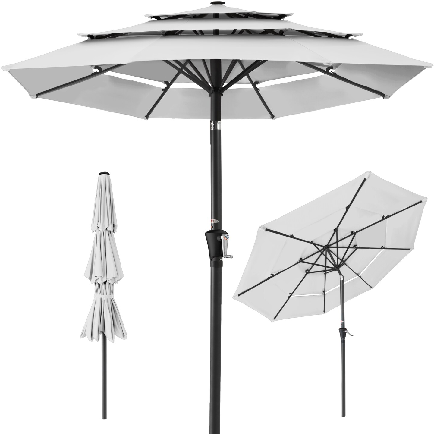 Best Choice Products 10ft 3-Tier Patio Umbrella, Market Sun Shade w/ Tilt Adjustment, Easy Crank