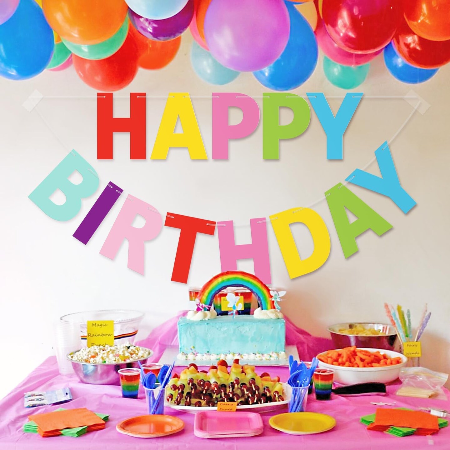 Happy Birthday Banner 9ft Colorful - Pre-Strung No DIY Backdrop Sign for Parties, Adults, Kids, Boys & Girls - Reusable Birthday Decorations & Party Supplies