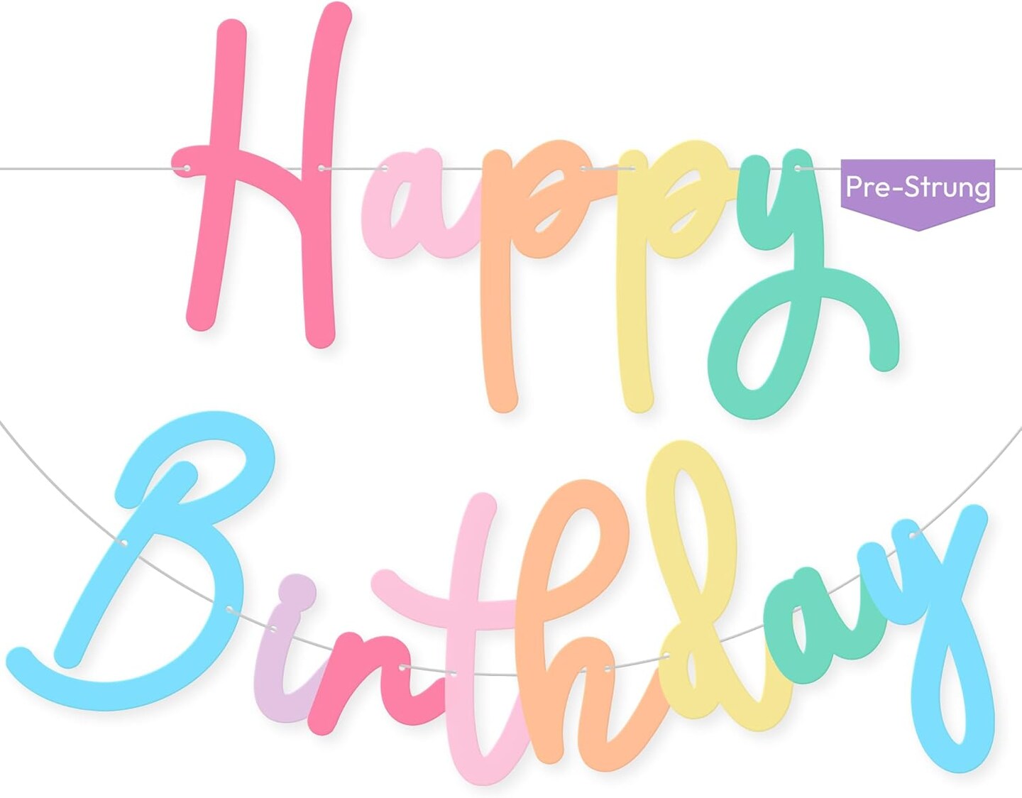 HOUSE OF PARTY Happy Birthday Banner | Cursive Birthday Sign for Party Decor, Backdrop