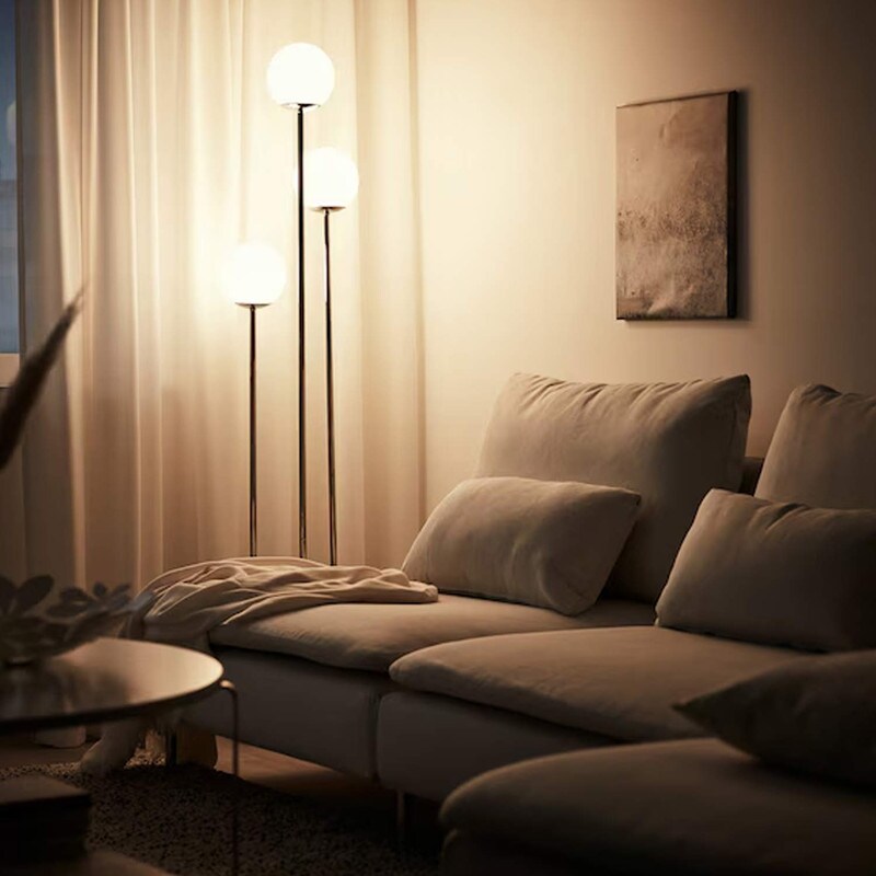 Floor Lamp in Chrome and Opal Glass