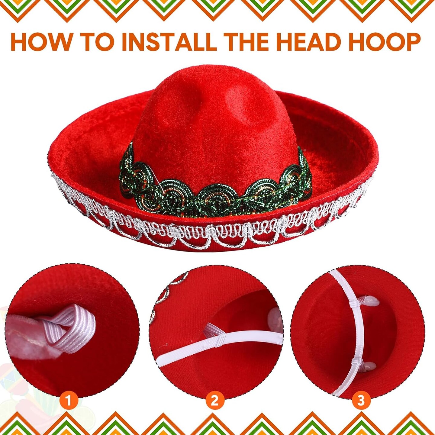 12 Pcs Cinco De Mayo Sombrero Headband Hats Bulk Mini Hat Headband with Fiesta Fabric Mexican Theme Decorations(Stylish)