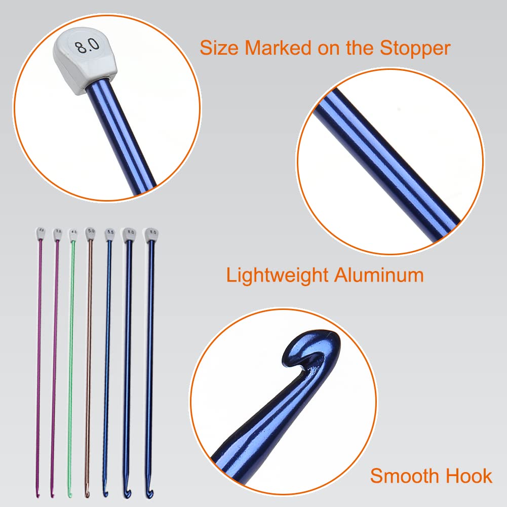 Crochet Hook Tunisian 5.0 mm Size H, Aeelike Extra Long Afghan Hook Aluminum Lightweight for Beginners and Crochet Hooks Lovers