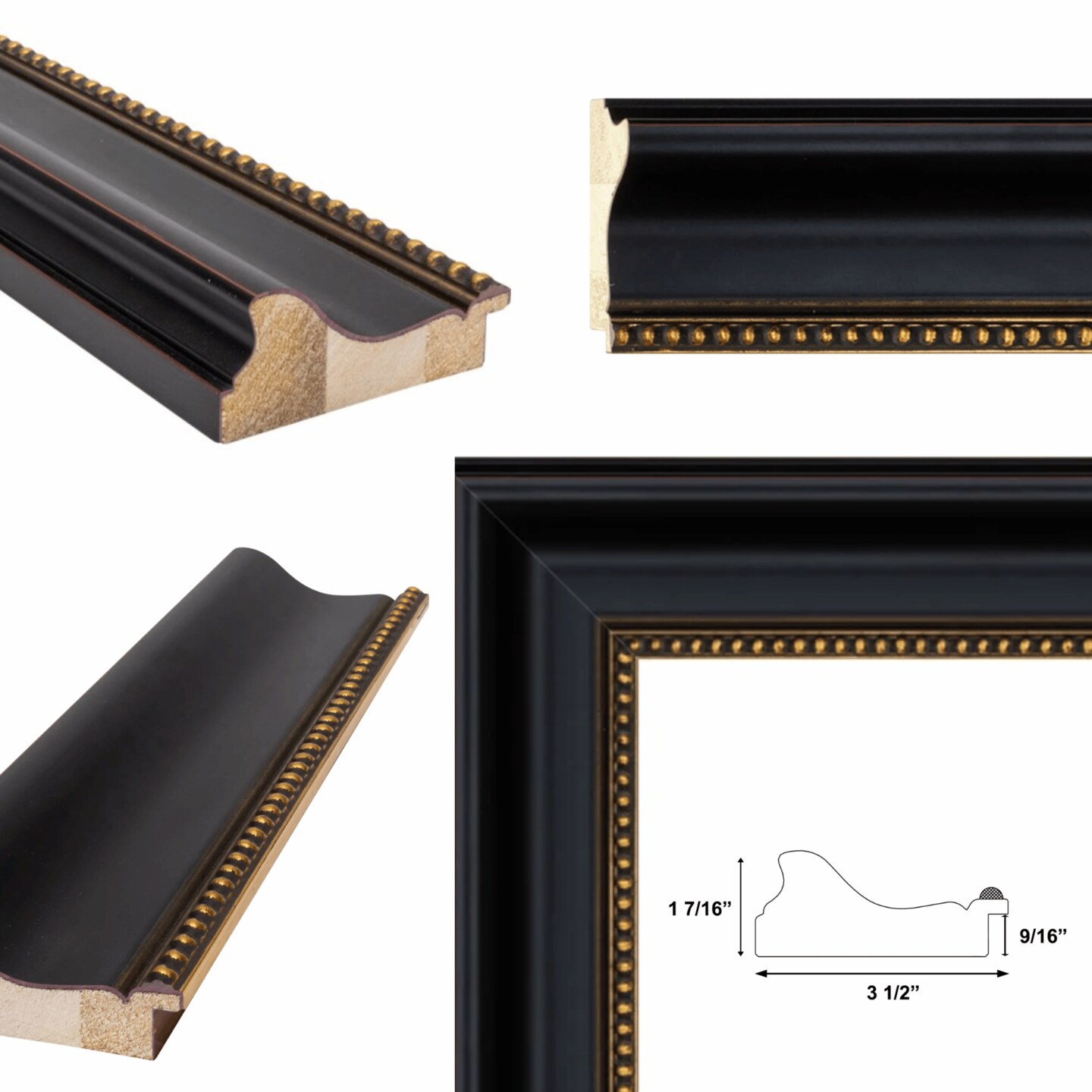 Wide Black Scoop With Gold Bead Picture Frame 18x24 frame