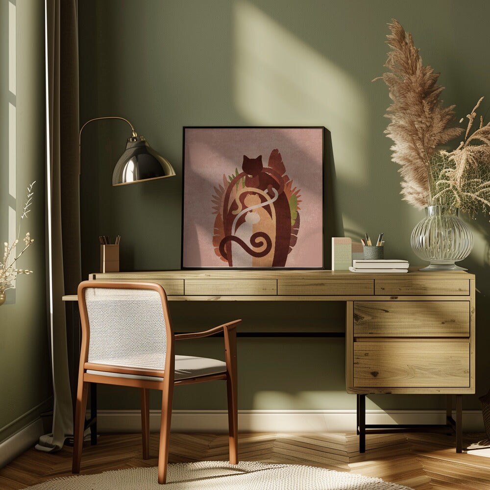 Cat Gang Boho Square Canvas Art | Modern Home Wall Decor 24x24 Canvas - Corporate Office Art