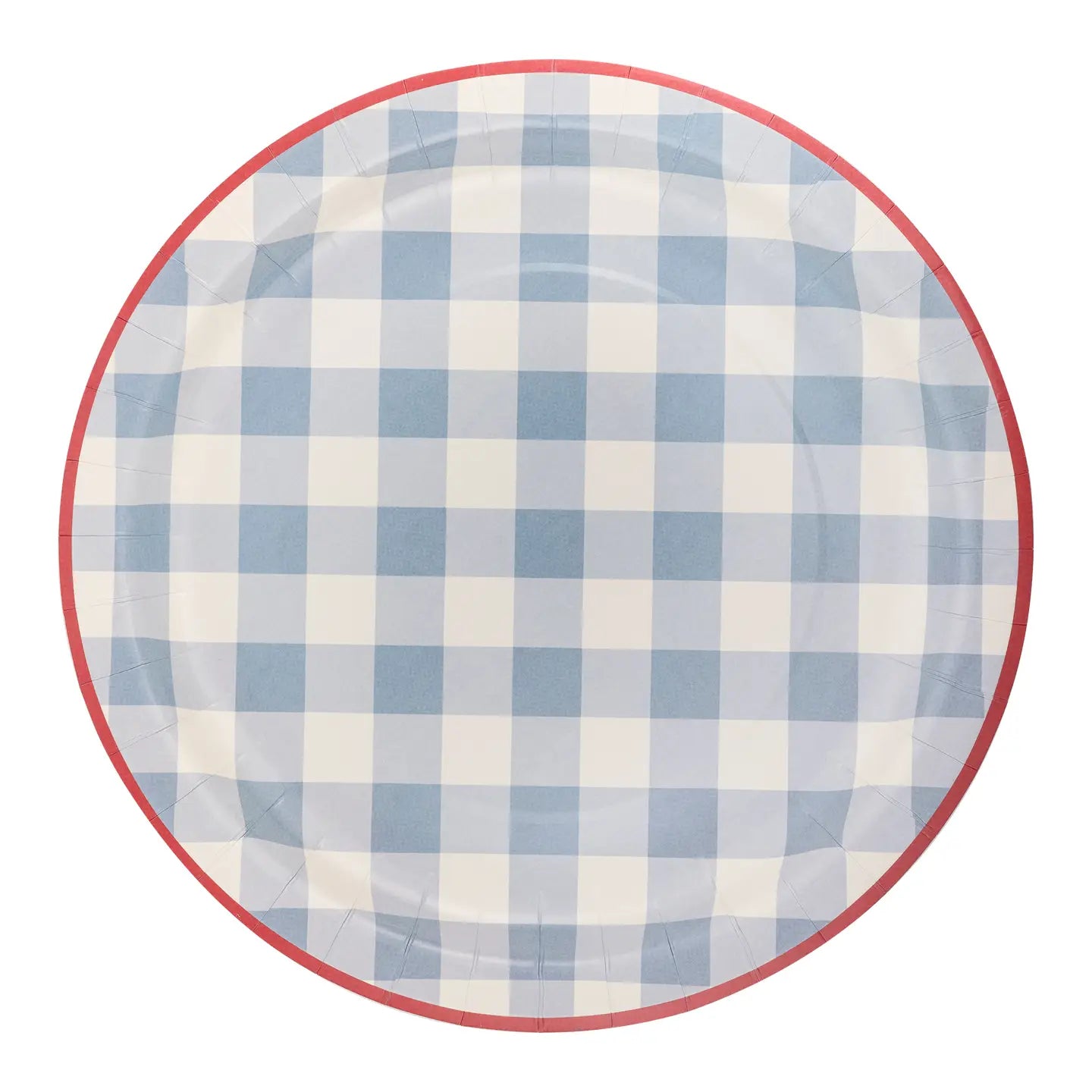 4th of July Blue Gingham Dinner Plate | Patriotic Red White and Blue Paper Plates