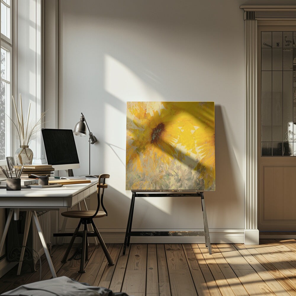 Sunflower Square Canvas Art | Modern Home Wall Decor 24x24 Canvas - Corporate Office Art