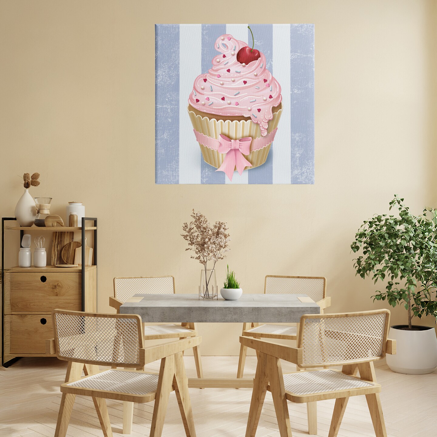 Stupell Industries Pastel Cupcake with Bow Canvas, design by Lori Mosley