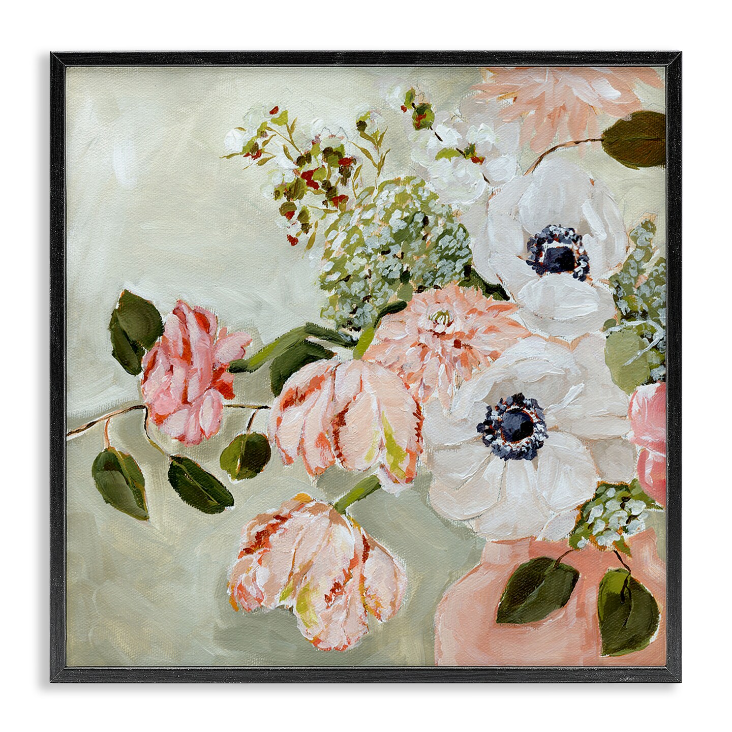 Stupell Industries Subtle Spring Pink & White Flowers Framed Giclee, design by Annie Quigley