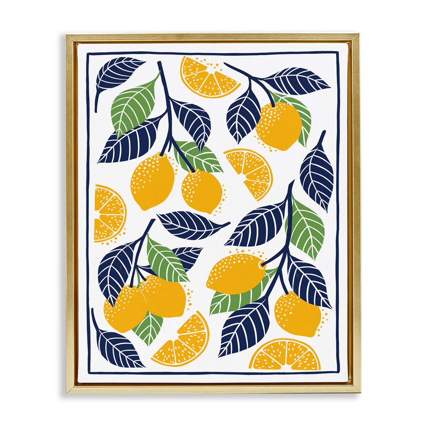 Stupell Industries Mediterranean Lemons Pattern Floating Frame, design by Bex Morley Design