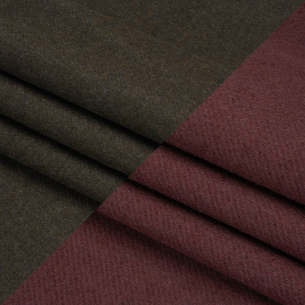 1 Yard Italian Maroon and Brown Wool Blend Double Cloth Twill