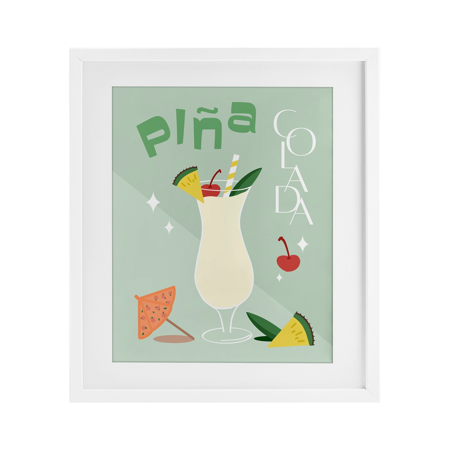 Stupell Industries Pina Colada Minimalism Framed Print Under Glass, design by ANNA QUACH