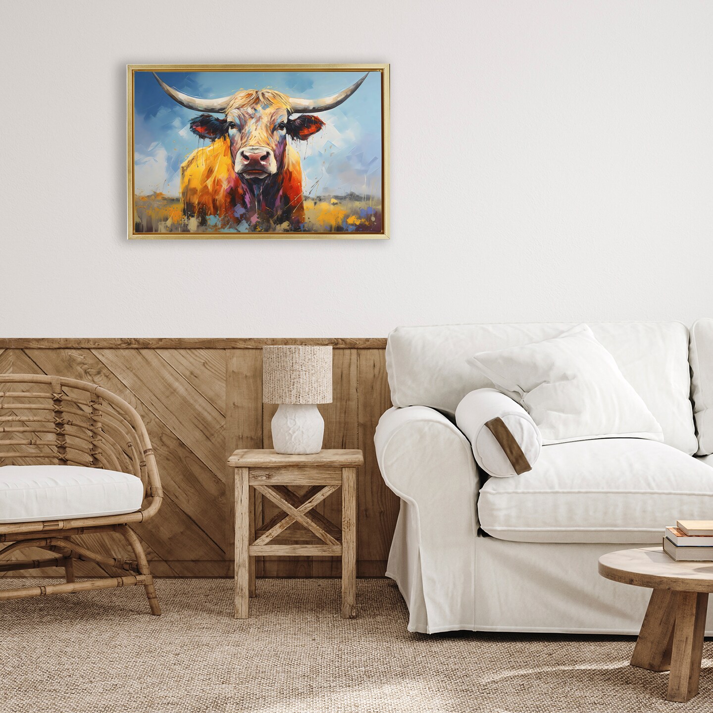Stupell Industries Moody Longhorn Portrait Floating Frame, design by LSR Creative Studio
