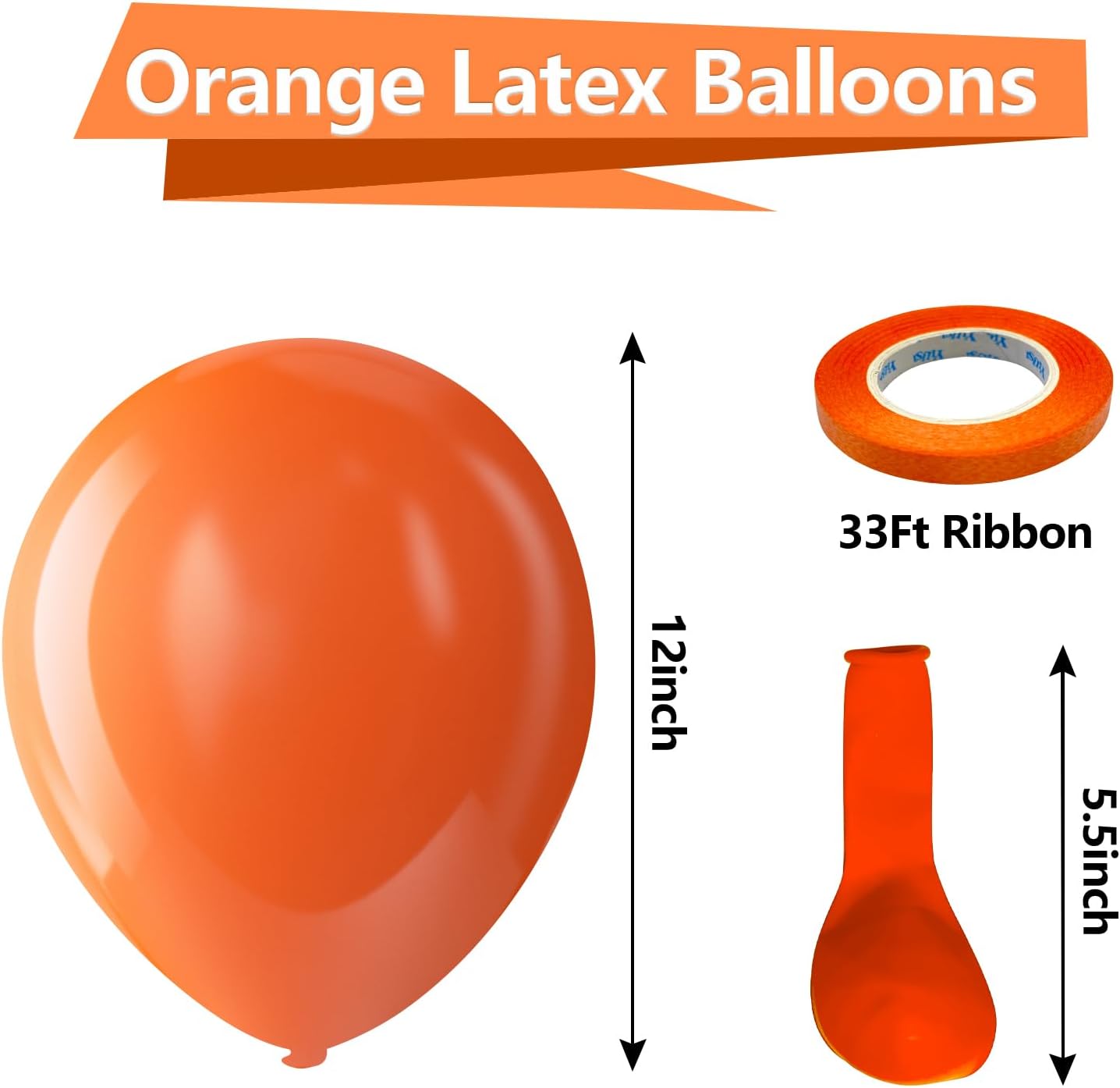 100 Pack 12 Inch Orange Round Latex Balloons (A011-2-Orange, Normal)