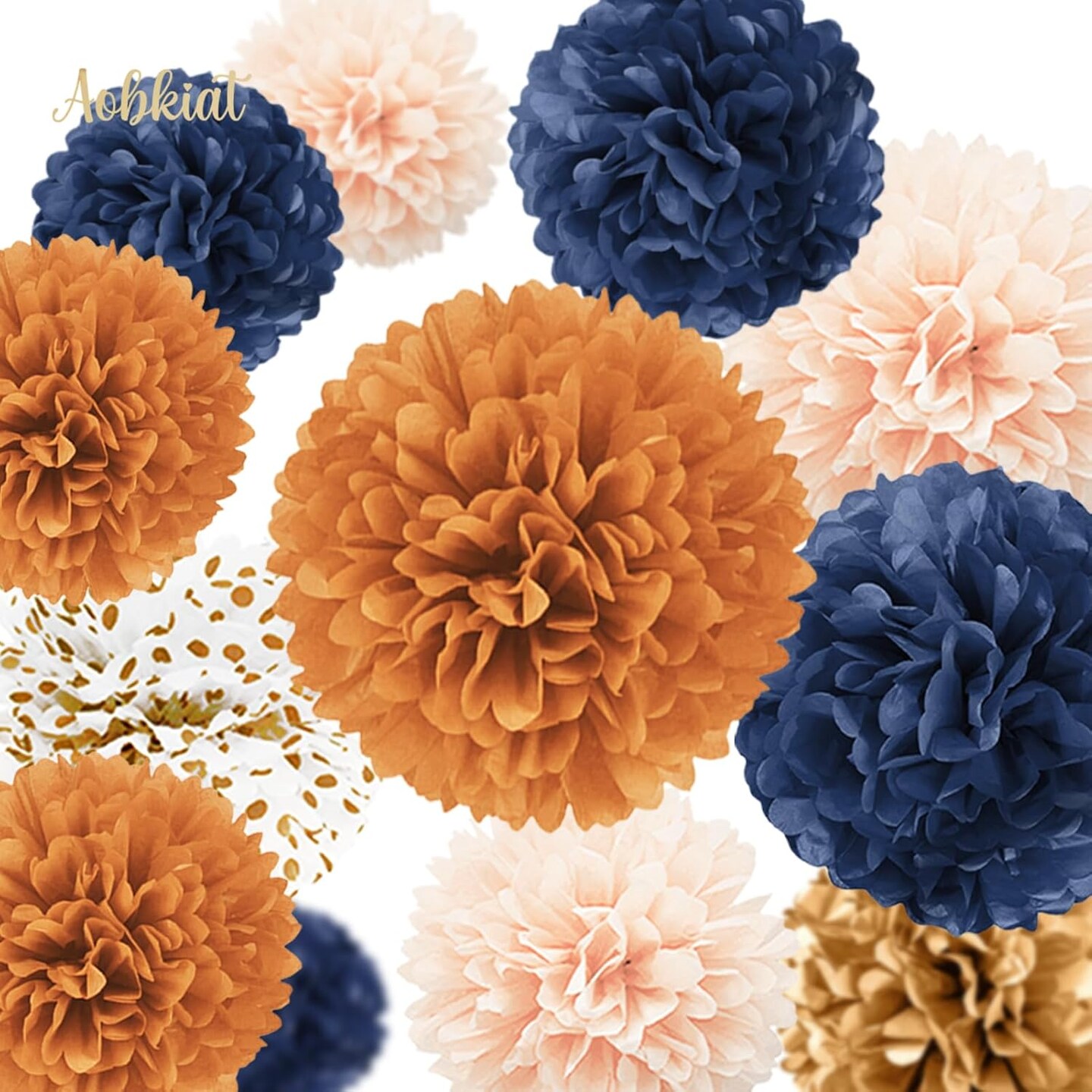 Boho Fall Wedding Party Decorations (Orange Navy)