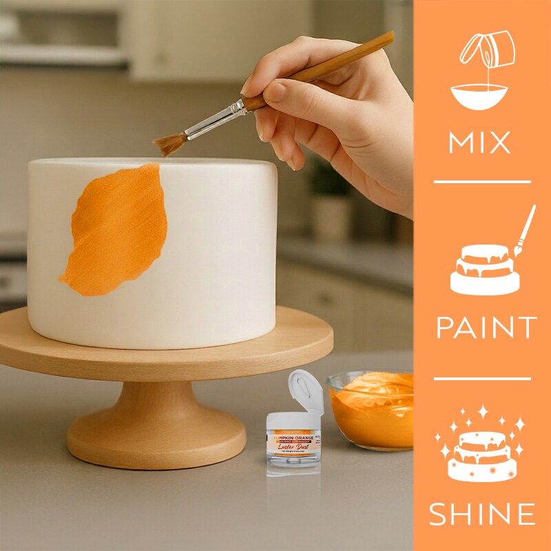 Bakell - Pumpkin Orange Luster Dust (4g, 1x Jar) Edible Vegan Dust & Paint for Baking, Desserts and Beverages