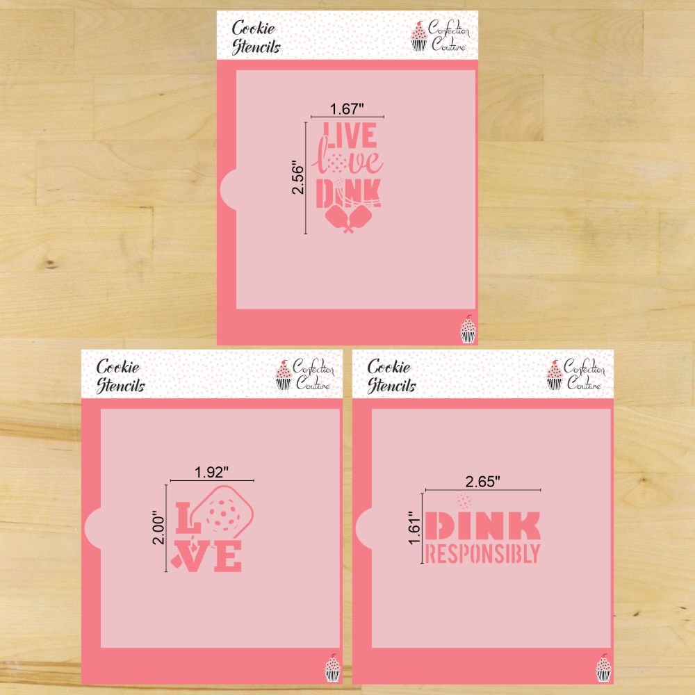 Pickleball Message Cookie Stencil Set | Sports Cookie Stencil | DIY Stencil | Craft Stencil | Confection Couture |