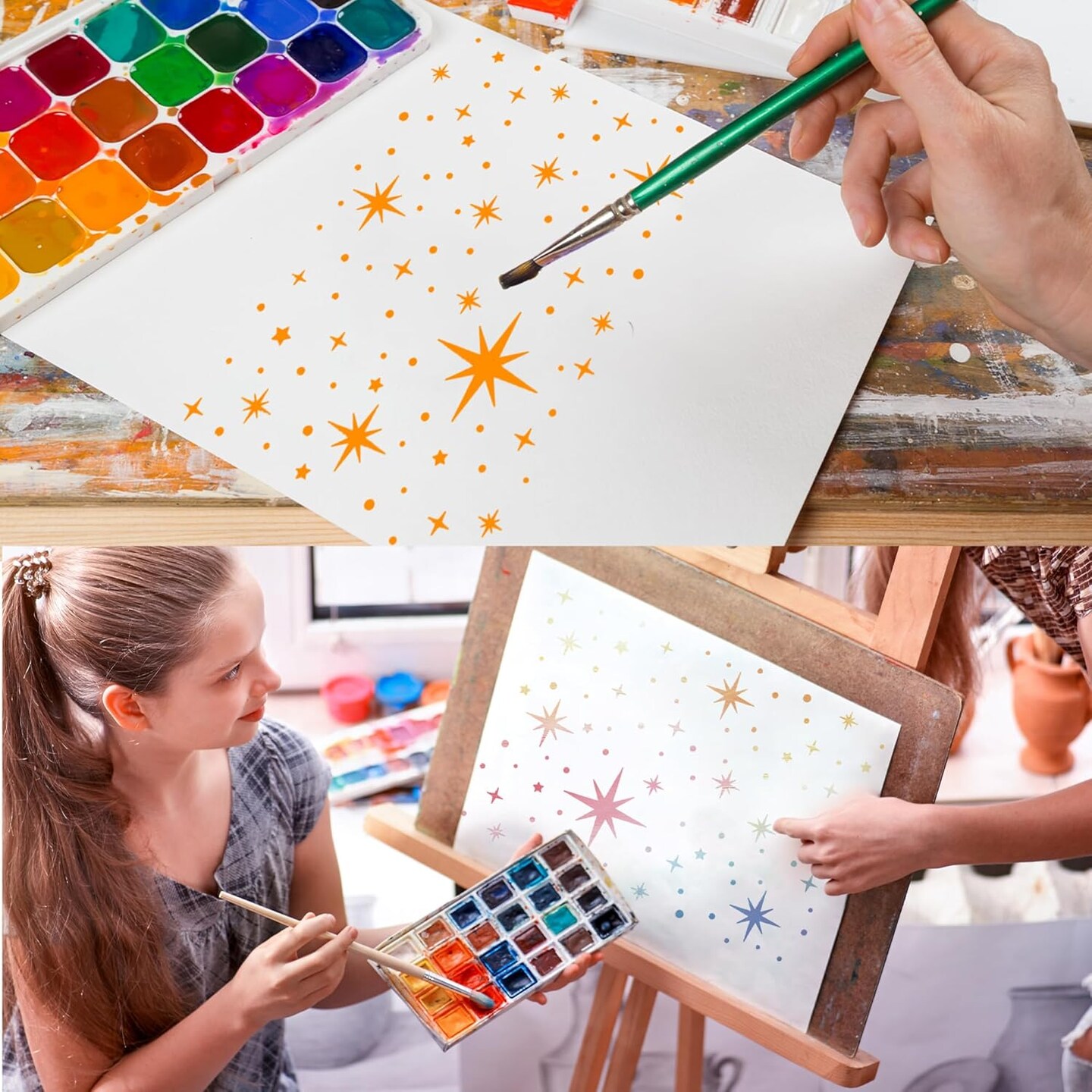 8 Pcs Reusable Independance Day Large Star Stencils (Starburst)