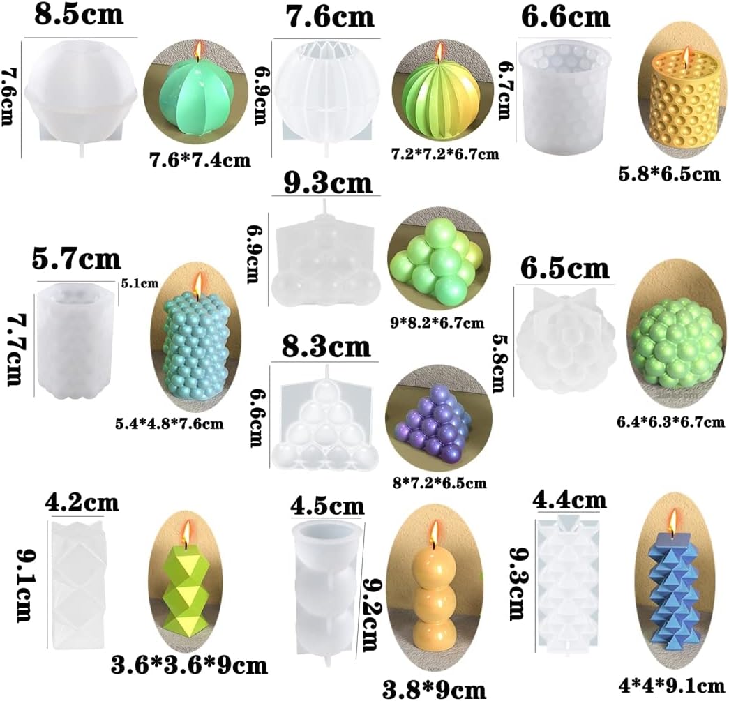 10 Pcs Geometric Candle Mold, Unique Candle Molds