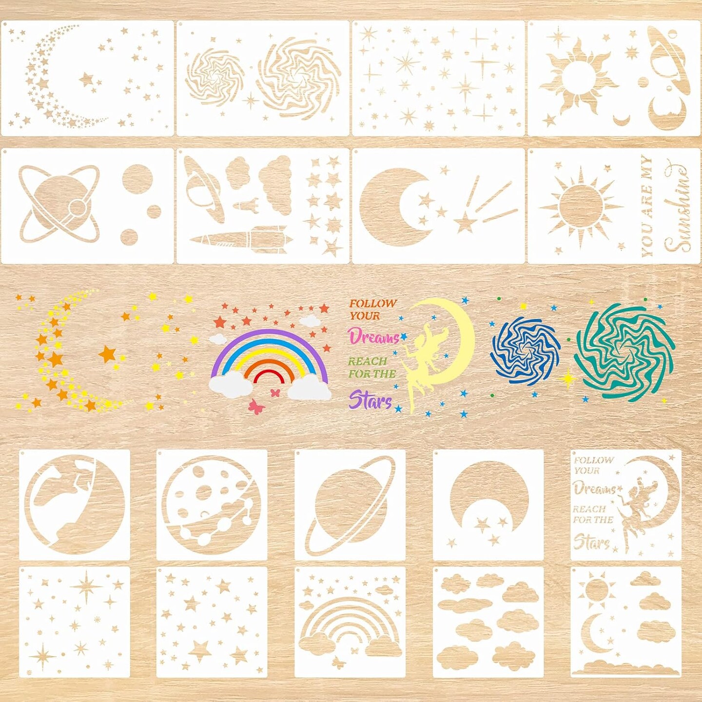 18 Pieces Moon and Star Stencil