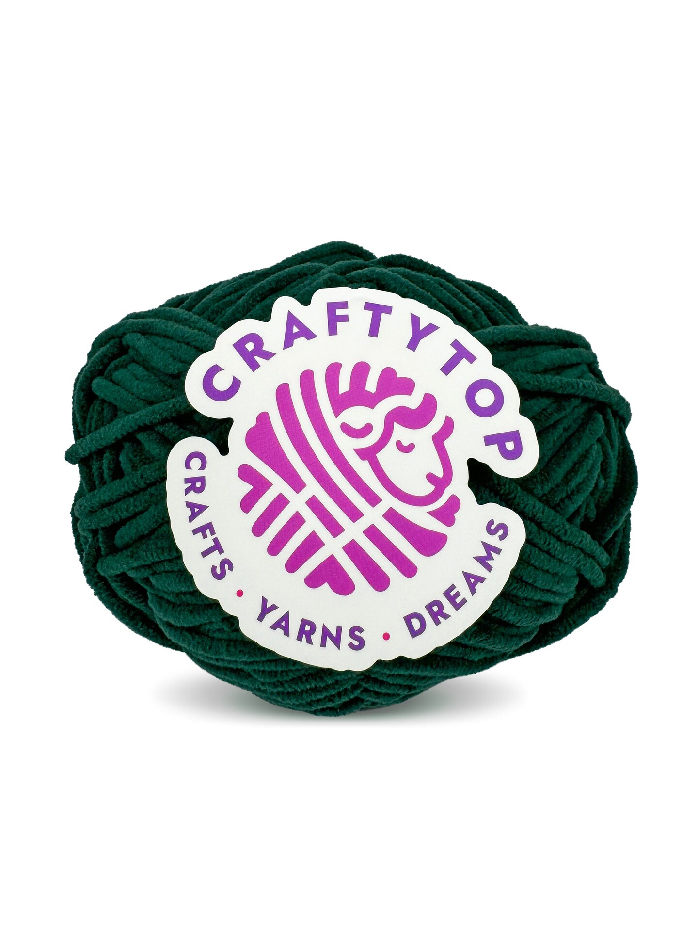 Craftytop&#x2122; Bulky Velvet Yarn #5 for Knitting &#x26; Crochet (Evergreen Shade)