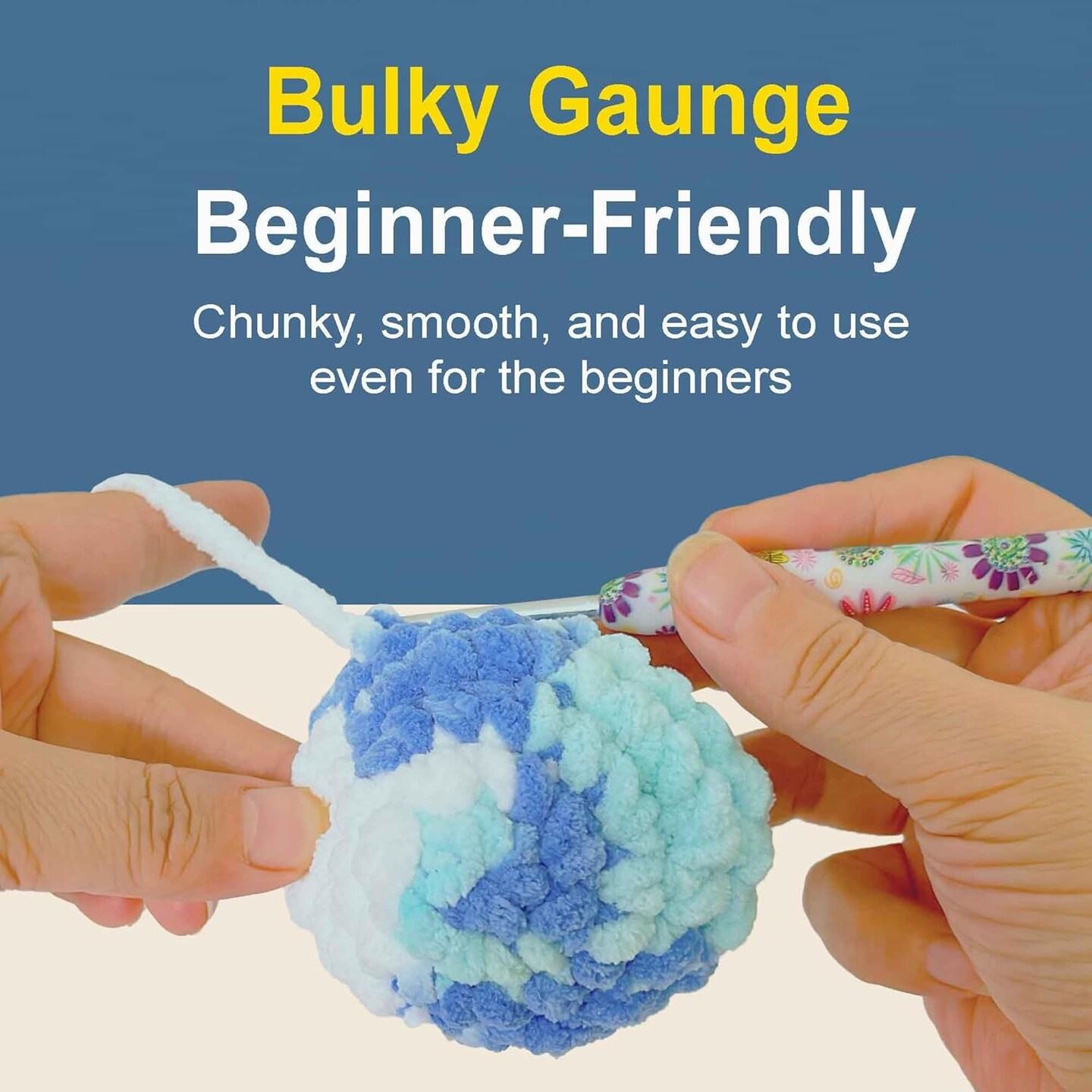 Chenille Yarn for Crocheting and Knitting (Denim Blue, 1 Pack)