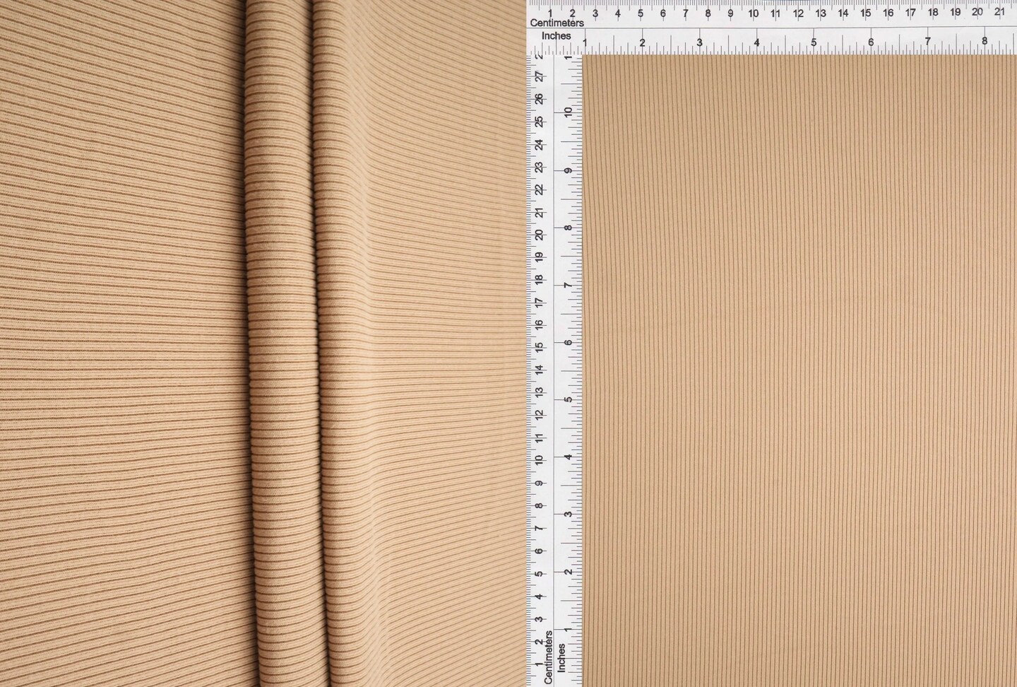 1 Yard 95% Polyester, 5% Spandex Solid Peach Rib Knit Fabric 2x2 Texture Soft Stretch 48 Inch Wide