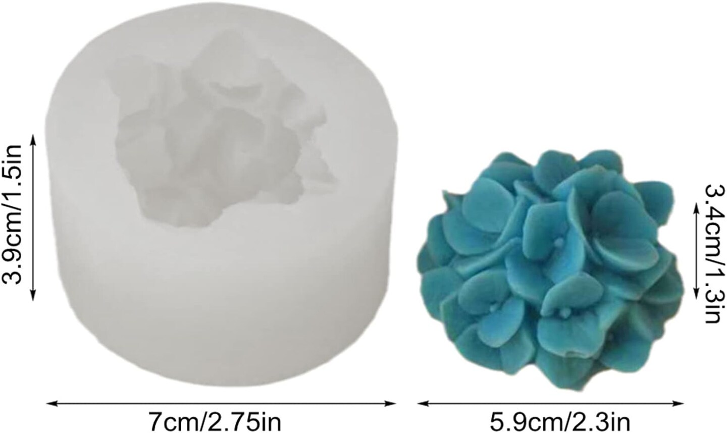 Hydrangea Flower Candle Soap Silicone Mold Fondant Chocolate