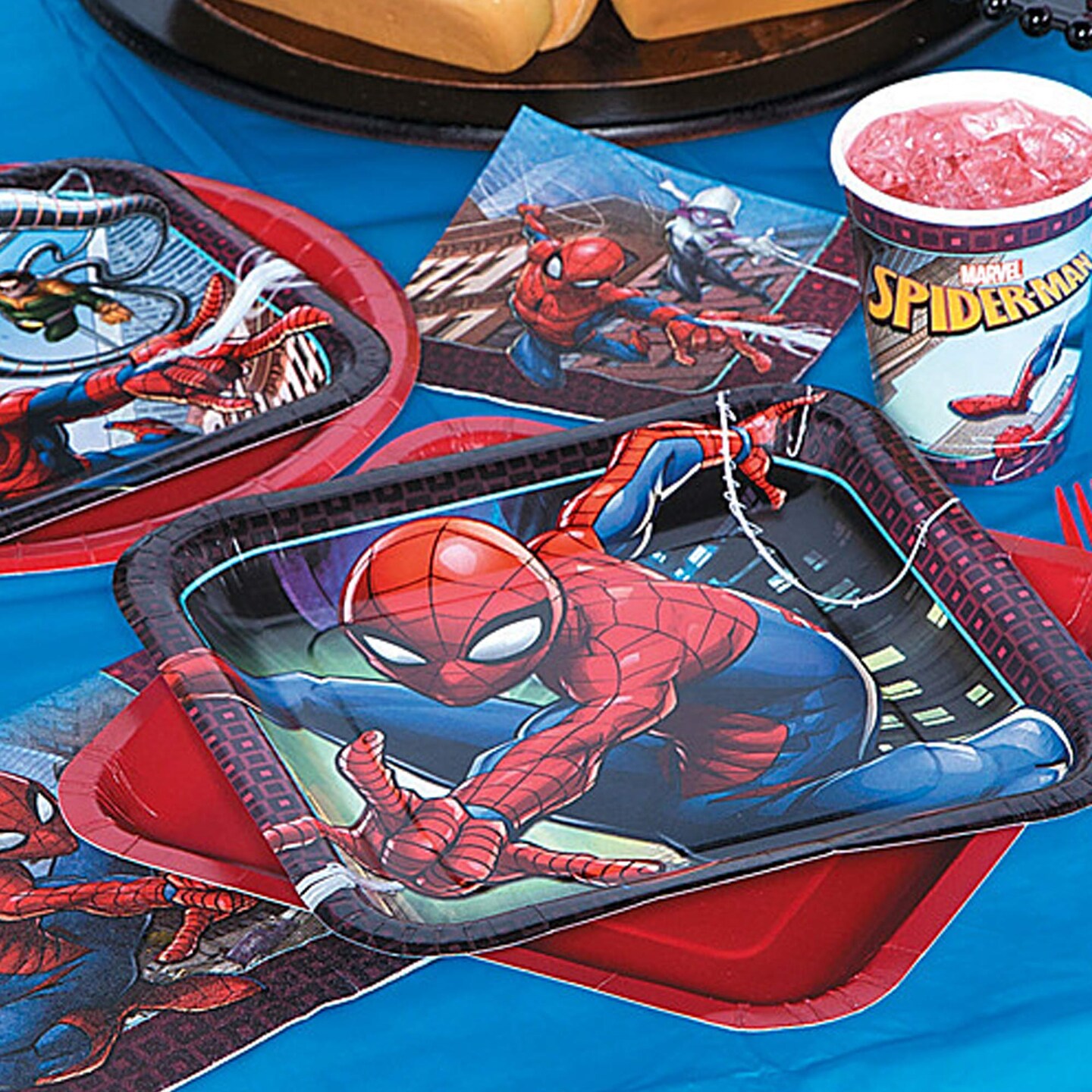 8 Count Spider Hero Party Square Paper Dinner Plates 9" Superhero Birthday Plates for Kids