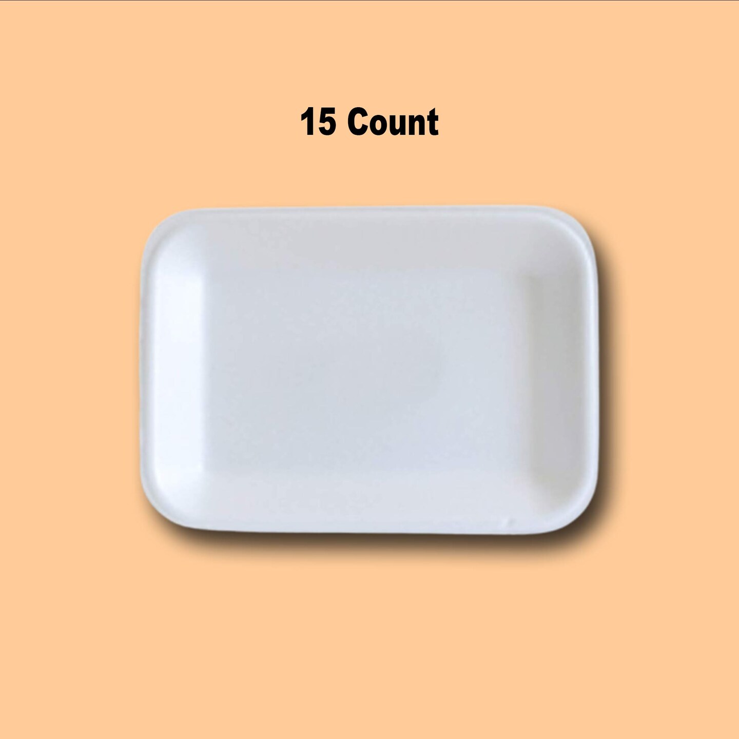 15 Count Disposable Foam Trays 8.5" x 6" Lightweight Serving Trays for Food, Meat, or Produce