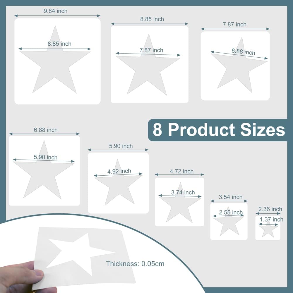 Star Stencils - 16pcs Plastic 5 Point Star Templates