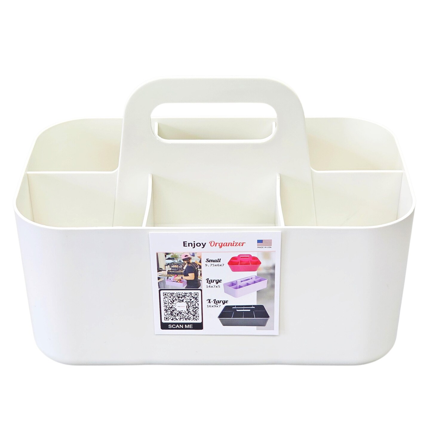 Enjoy Organizer Small Stackable and Portable Simple 6-Compartment Art Caddy - Made In USA